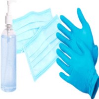 Защитные маски, перчатки и антисептики